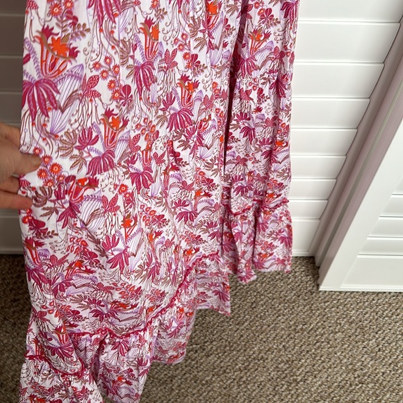 Lusana Pink Floral Cotton Midi Dress Size Medium 4-6 - Picture 4 of 8